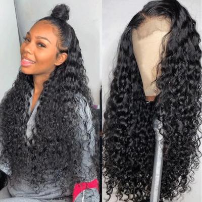 China Wholesale Cheap Brazilian Water Wave 30 Inch 5x5 Hd Curly Closure Wigs Bleach Knots Full Lace Virgin Hair Wigs With Swiss Lace for sale