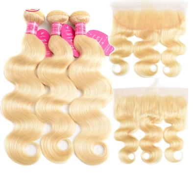 China Silky Straight Wave 613 40 Inch Virgin Brazilian Remy Human Hair Extensions Free Sample Hair 613 Bundles Blonde Hair Bundles With Headband for sale