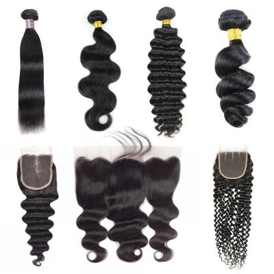 China Free Sample Hair Extension Bundle Wholesale Silky Straight Virgin Hair Deep Curly Wave Bundle Hair With Closure Bundle Set for sale