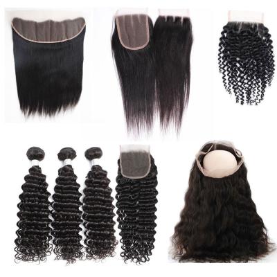 China Silky Straight 100% Brazilian Virgin Hair Bundle With Closure 360 ​​Straight Hair Extension Bundles With Closure Remy Hair Bundles for sale