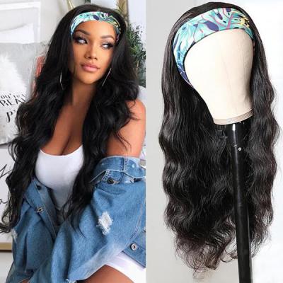 China Wholesale Raw Deep Wave Natural Brazilian Remy Cuticle Aligned No Lace Hair Body Wave Headband Braid Wig For Black Women for sale