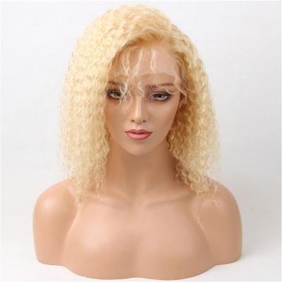 China Peruvian Colored Women Bob Curly Lace Front Wigs For Vietnamese Jerry Curl Short Blonde Deep Wave Hair Wholesale Unprocessed Raw 360 for sale