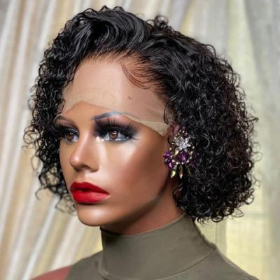 China Pixie Cut Curly Wig Natural Short Wave Wig 180% Density Silky Straight Full Lace HD Hair Closure Wig With Bleached Knot For Women for sale