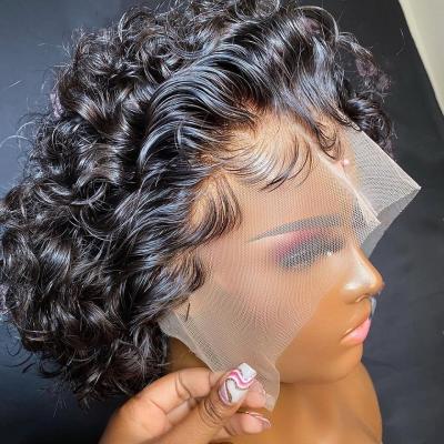 China Wholesale 100% Hair Color Women 13x4 Bob Lace Front Wigs For Bob Wigs Spring Curl Brazilian Hair Lace Front Pixie Cut Wig for sale