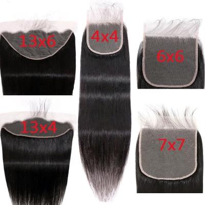 China Yaki Cuticle Aligned 13x6 13x4 4x4 5x5 6x6 7x7 HD Transparent Lace Frontal Swiss Lace Closure Hair Ear On Ear Thin Lace Closure for sale