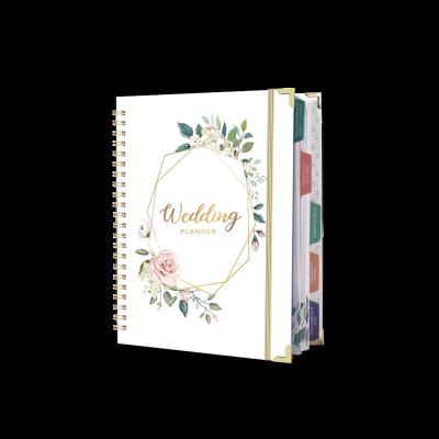 China Cuaderno Hardcover Catalog Custom Transfer Printing Rose Gold Foil Spiral Organizer Hardcover Journal Diary Notebook Wedding Planner for sale