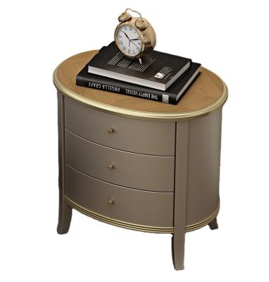 China Low Price Italian Luxury High Quality Wooden Stand Table Stand Modern Bedroom Furniture Elliptical Type Bedside Table for sale