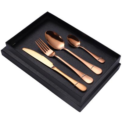 China Small MOQ 4pcs Cutlery Tableware Sustainable Manufacturers Stainless Steel Copper Cutlery Set for sale