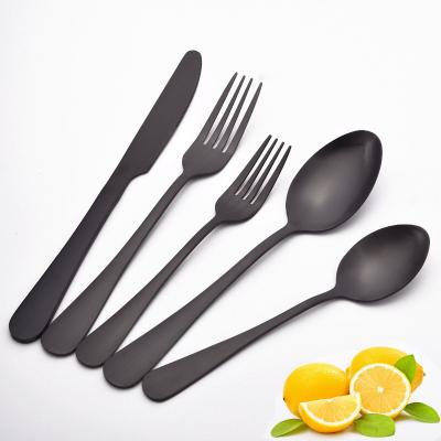 China 18/10 Stainless Steel Sleek Stylish Flatware In Spoon Metal Black Cutlery for sale