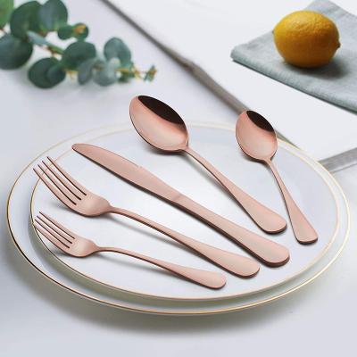 China Viable PVD Coating Pulite Shiny Rose Gold Cutlery For Wedding Set for sale