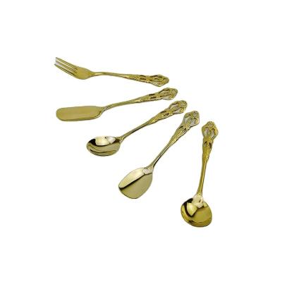 China Sustainable 5 Pcs Mirror Polish Royal Gold Cutlery Set SS304 Stainless Steel Flatware Sets Restaurant / Hotel / Event Home Party 50sets for sale