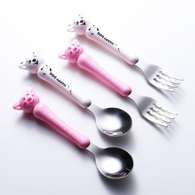 China Sustainable Children's Cutlery Sets Fork Food Grade Materials Kids Stainless Steel Spoon for sale