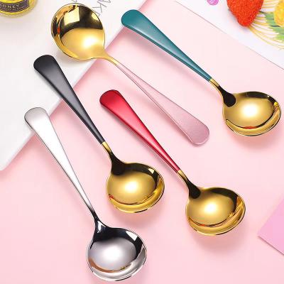 China 18/8 Sustainable Multicolor Round Food Grade Stainless Steel Soup Spoon Teaspoon for sale