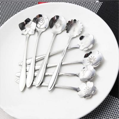 China Small MOQ Viable Various Colors Flower Stainless Steel Tea Spoon for sale