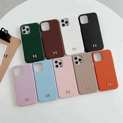 China Protective Iphone 2021 New H Brand Luxury Genuine Leather Phone Accessories Designer Phone Cases For apple iphone 7PLUS-12 max pro for sale