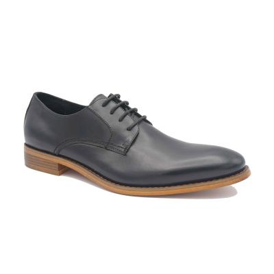 China Promotional High Quality Black Genuine Leather Formal Men's Shoes Breathable Light Weight Stylish Shoes for sale