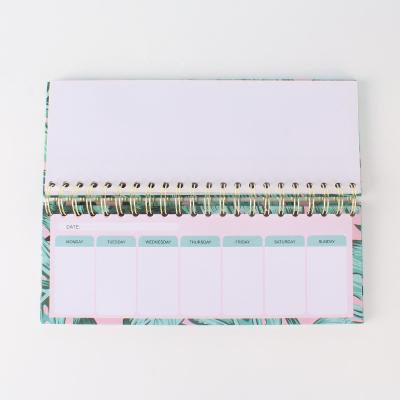 China Custom Tropical Plants Planner Protection Spiral Undated Weekly Scheduler for Offices for sale