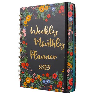 China Mothly Spiral Logo Planner A5 Spiral Binding 2023 Customizable Weekly Planner for sale