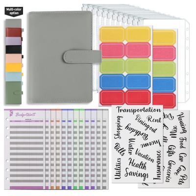 China Printed A6 Budget Loose Left Binder With Envelope Solid Color Planner Cash For Budgeting for sale