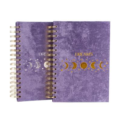 China Wholesale Custom Hardcover Book Velvet Cover Notebook with Gold Spiral Logo for sale