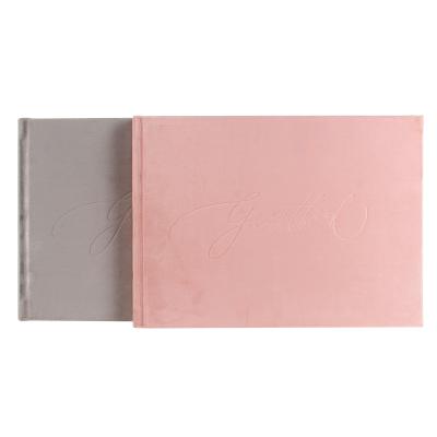 China paper & Cardboard Custom Design Pink Blank Velvet Hardcover Wedding Guest Book for sale