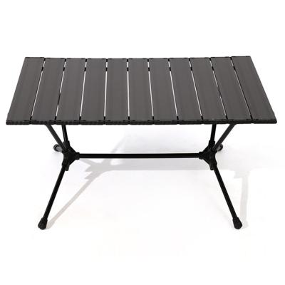 China Outdoor Portable Aluminum Rolled Black Barbecue Folding Easy Carry Camping Foldable Picnic Table for sale