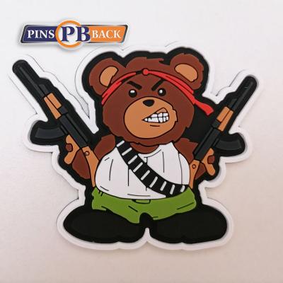 China Garment Rubber Shield PVC 3D Military Patch Badge Iron On Backing Soft PVC Patch for sale