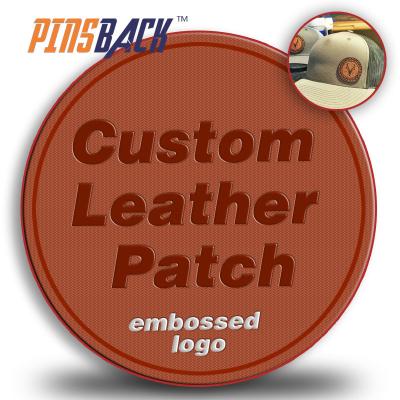 China Custom Leather 3D Patches For Apparel Embossed Logo Embossed Leather Patch Label Sewing On PU Leather Patch for sale