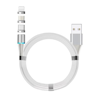 China New 2.4A Magnetic MP3/MP4 Player Absorption Data Cable For iPhone Android Type-C 3 In 1 Mobile Phone Fast Charging Cable for sale