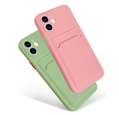 China Luxury TPU Card Bag Accessory TPU Phone Silicone Shockproof Phone Cover For iPhone 12 13 Pro Max Case With Card Slot for sale