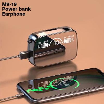 China Comfortable To Wear M19 TWS Power Bank LED Flashlight Mirror Function M9-19 Wireless Earphone Earbuds Earphone OEM 5.1 Mini Earbuds With 3500mah for sale