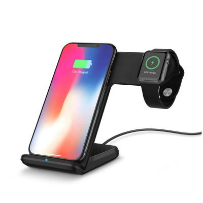 China For mobile phone for iwatch for earphone 2 in 1 fast wireless charger for mobile phones fast wireless charger pad 15W wireless charging stand free shipping for sale