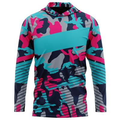 China Antibacterial Hooded Men's Tournament Fishing Shirts Camouflage Active Wear Hoodie UV Fishing Wear for sale