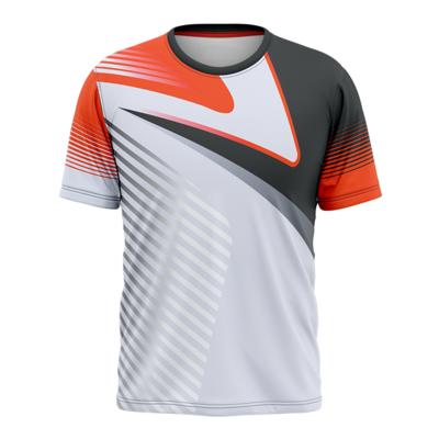 China Anti-wrinkle 100% polyester dye sublimation printing custom logo wholesale supplier v neck t-shirt for men for sale