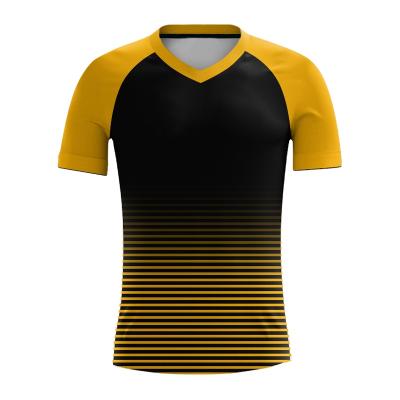 China Shirts & Tops Hot Promotional Sportswear Black Cheap Price Sale Football Jerseys Yellow Uniform for sale