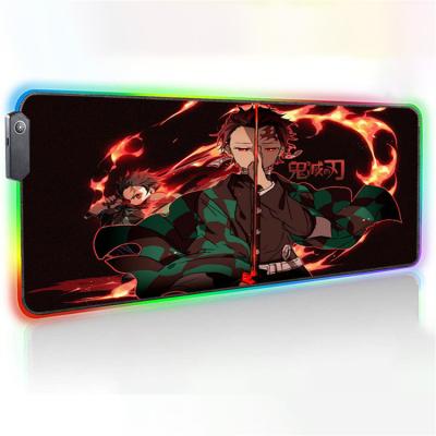 China RGB Gaming Accessories Mouse Mat Custom Anime Computer Desk LED Anti-Slip Extended Mouse Pad for sale