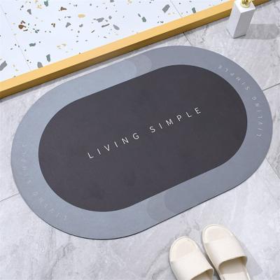 China Customized Super Absorbent Washable Washable Bath Mat Logo Diatom Mud Non-Slip Bathroom Carpet Mat for sale