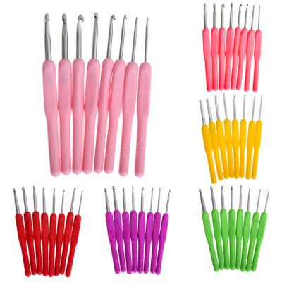 China Knitting; 8 Pcs Sewing / Set Knitting Needle Kit Soft Grip Handles Aluminum Crochet Hooks for sale