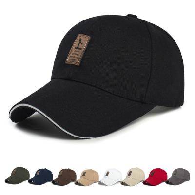 China JOINT custom wholesale men's baseball cap logo 100% cotton comfort leather baseball cap for sale