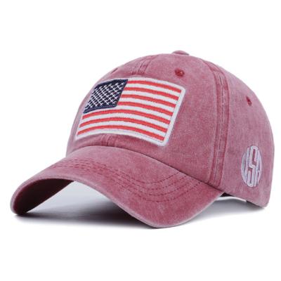 China COMMON Custom Hat 6 Panel American Flag Baseball Cap 100% Embroidered Three-Dimensional Embroidered Sports Hat for sale