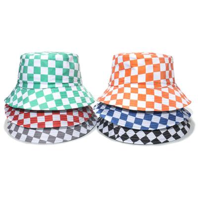 China Custom high quality plaid shading printing fisherman's hat cotton bucket hat men's and women's double-sided wholesale for sale