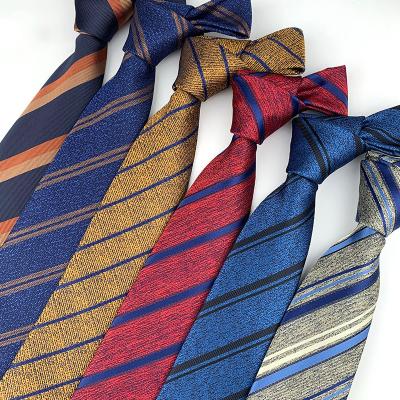 China 8cm Tie Fashionable Hand Tied Polyester Yarn Dyed Striped Men's Formal Wear Costume Accessories Manufacturer Professional Wholesale for sale