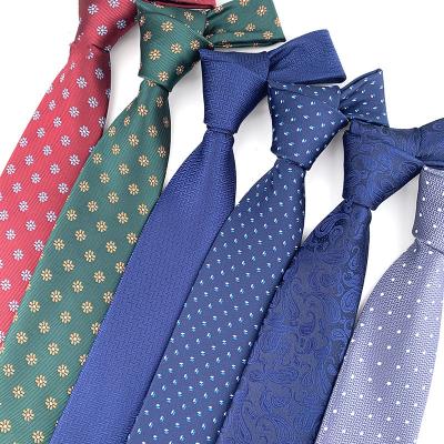 China Wholesale fashionable men's ties jacquard dyed small fabric pattern business and leisure style wedding and groom's floral ties for sale