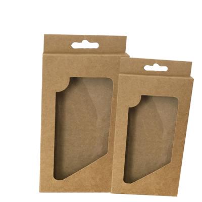 China Recyclable Universal Mobile Window Craft Transparent Foldable Paper Phone Case Brown Packaging Boxes For Phone Case for sale