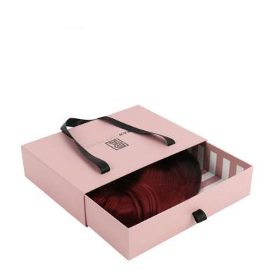 China Recyclable Custom Luxury Hair Extension Package Braid Wig Slide Drawer Type Packaging Boxes With Handle for sale