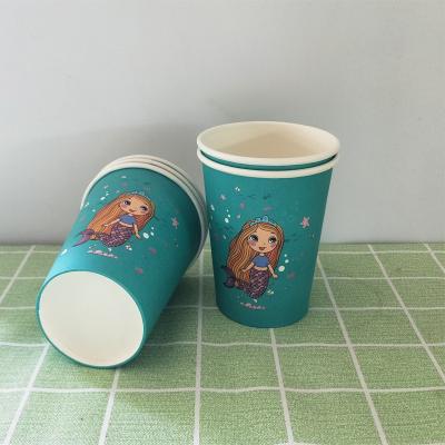 China Biodegradable Drink Cups Print Birthday Party Disposable Round Bottom Custom Pigmented Paper Cup for sale