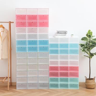 China Modern Wholesale Custom Thickened Clear Plastic Shoe Cabinet Clamshell Shoe Box Home Storage Box for sale