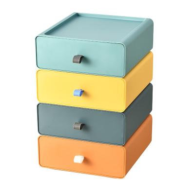 China Eco-friendly Storage Color Desktop Drawer Storage Box DIY Plastic Cosmetic Box Dormitory Drawer Small Office Stored Organizing Box for sale