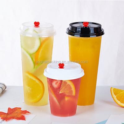 China Biodegradable Custom Plastic Bubble Tea Cup With Lids Milk Cold Tea Cup Drinks Ice Coffee PP Mugs for sale