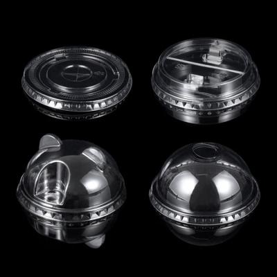 China GAIA Plastic Bubble Tea Clear Dome Bear Lids Biodegradable Cup Lids Flat Covers for sale